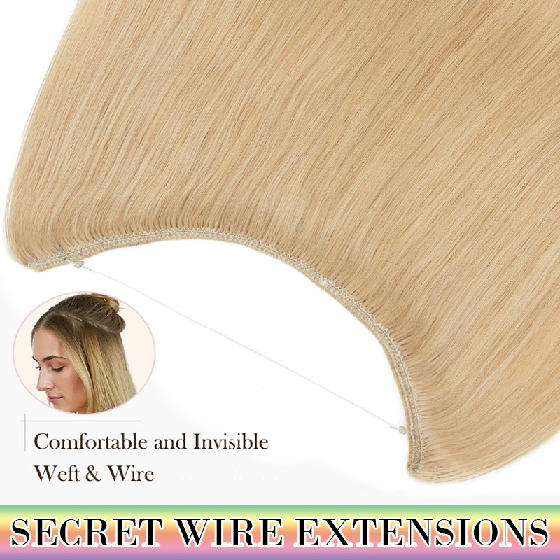 THICK Hidden Weft Wire Clip 100% Remy Human Hair Extensions Hairpiece Nano Ring