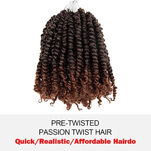 Short Passion Twist Hair 6 Inch 6 Inch (Pack of 8) T30(Ombre Medium Dark Brown)