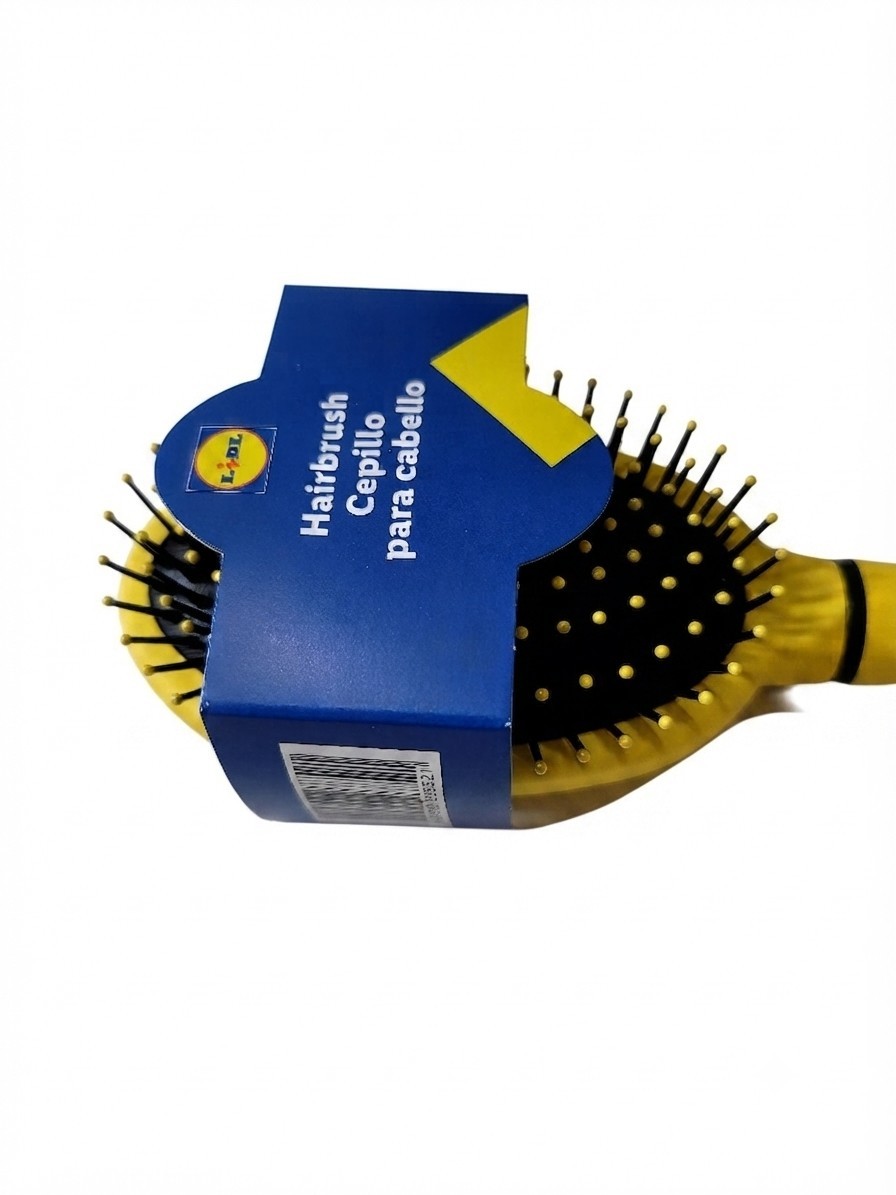 Lidl Hairbrush Yellow Black Rounded Bristles Vented Paddle Brush NEW Sealed
