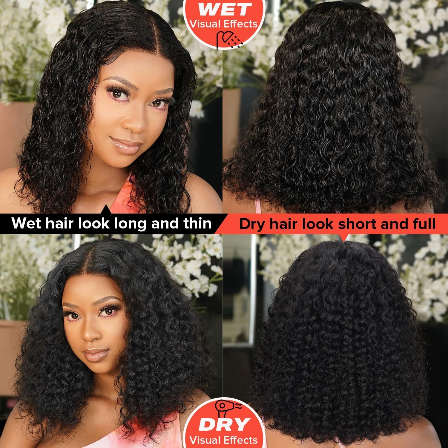 Short Curly Human Hair Wigs 13×4 Curly Bob Wig Human Hair for Black Women