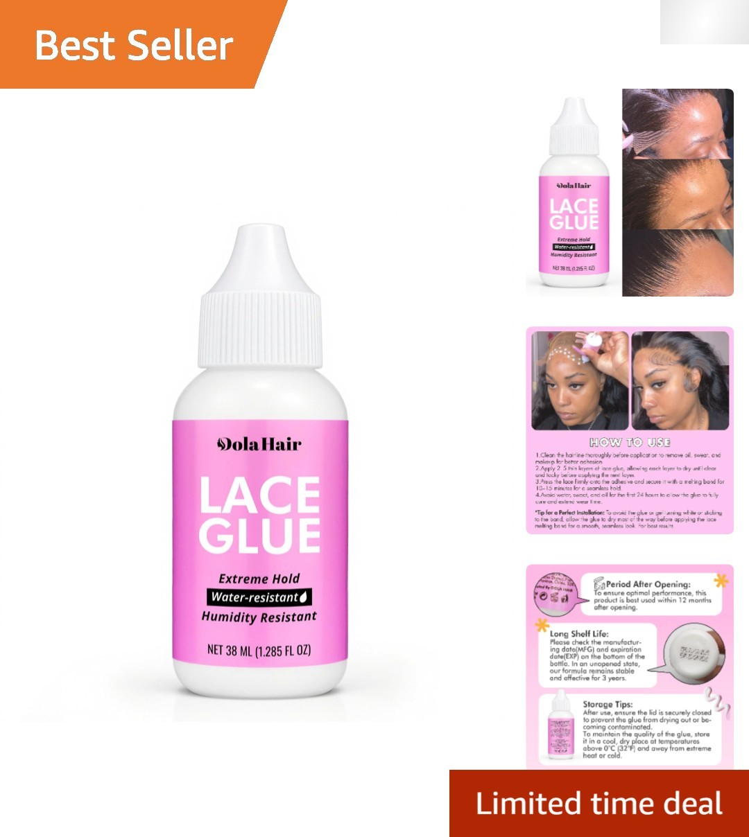 1.285 Oz Invisible Bonding Lace Glue for Wigs – Sensitive Skin Approved