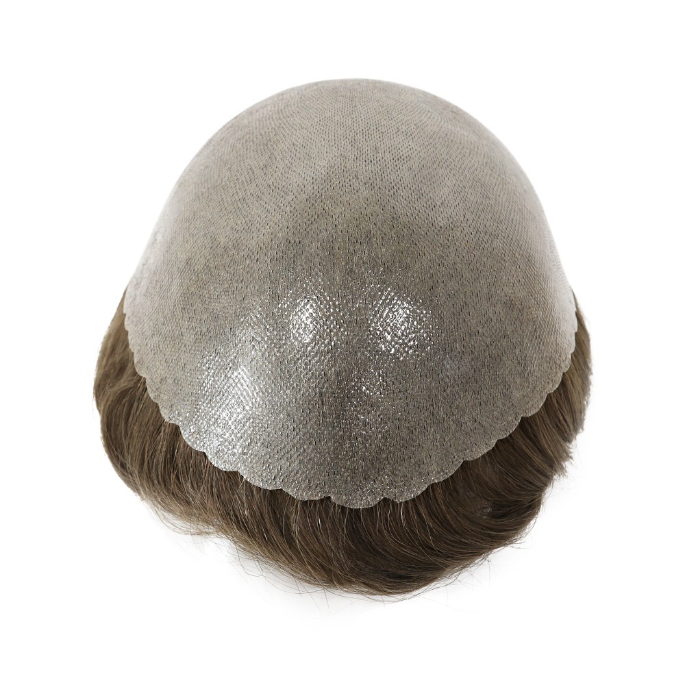 Toupee for Men Human Hair Replacement System Poly Skin Gent Hairpiece 8×10