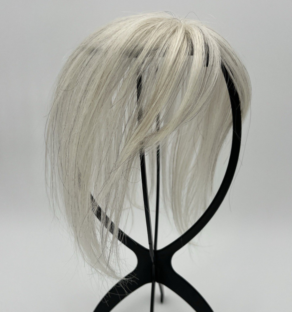 Silver White Black Strands Light Wispy Bangs 10in Women 100% Human Hair Topper
