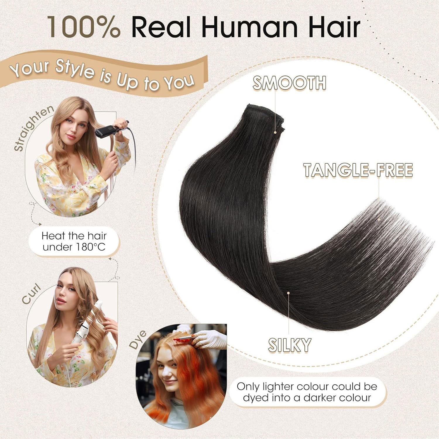 Lace Weft 6Pieces Clip in 100% Remy Human Hair Extensions Real Hair Half Head US