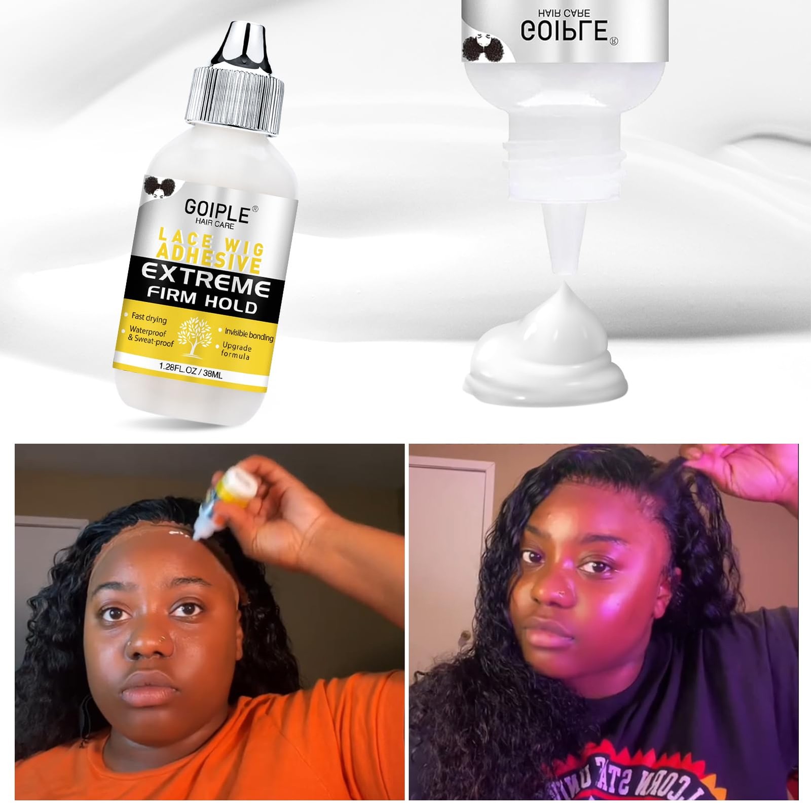Wig Glue 1.28OZ, Waterproof Lace Front Adhsive 1.28 fl oz, flower scent-6pcs