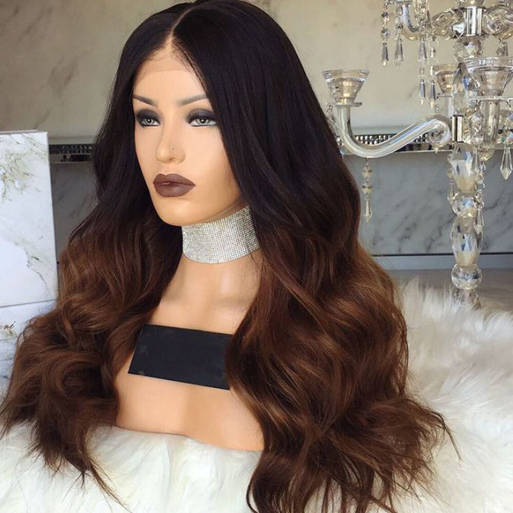 Brazilian Hair Wigs Ombre Brown 13×4 Lace Front Wigs Remy Hair Body Wave 180%