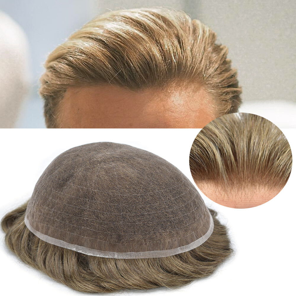 Mens Toupee,Hair replacement,Hairpiece for men Full French lace Mens Hair system