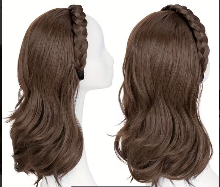 New Braid Headband 14 “ Hoop Hair With Straight Hair Extensions Reddish Brown