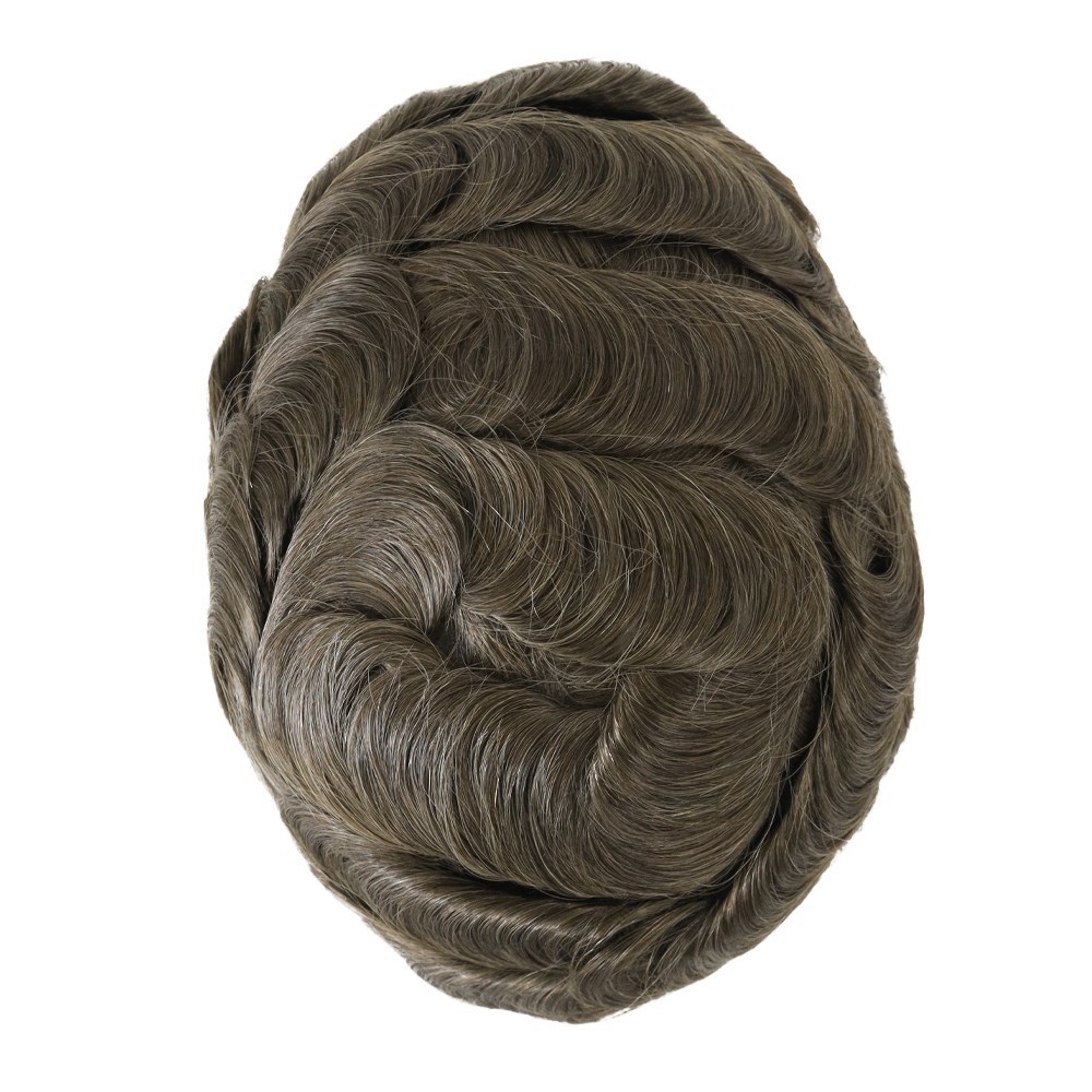 Toupee for Men Human Hair Replacement System 0.02mm Ultra Thin Skin Hairpieces#7