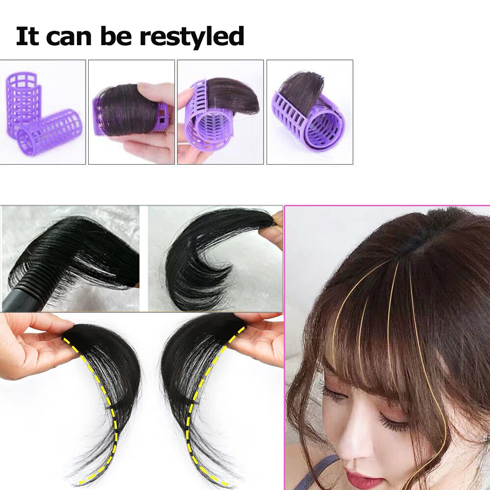 Bangs Fringe Clip IN Human Hair Real Quality Black Brown Blonde With Temples US