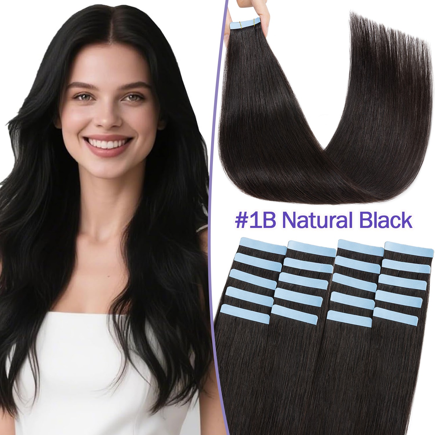10-60PCS Tape In Real Remy Virgin Human Hair Extensions Thick Skin Weft Balayage