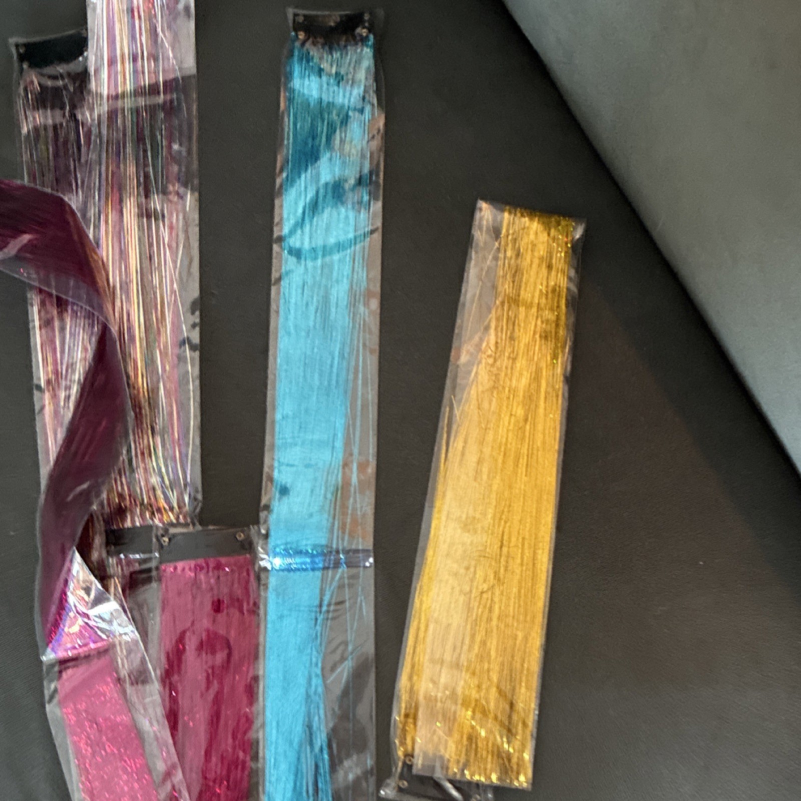 6pc Clip-In Synthetic Straight Colored Hair Extensions 21-30in Blue Pink Purple