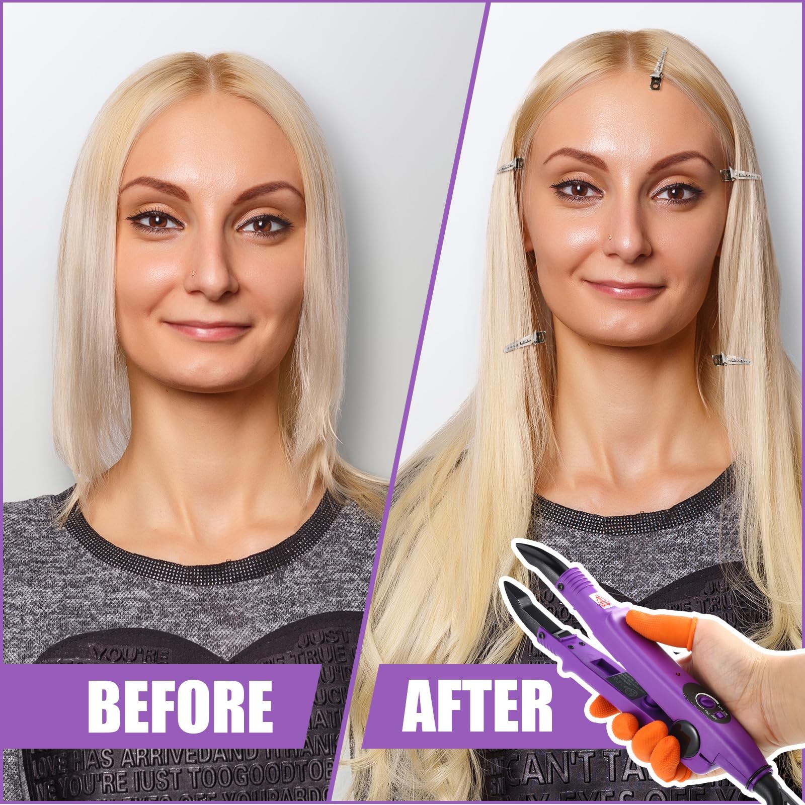 Fusion Hair Extension Heat Iron Keratin Beads, Fusion Glue Protector, Template