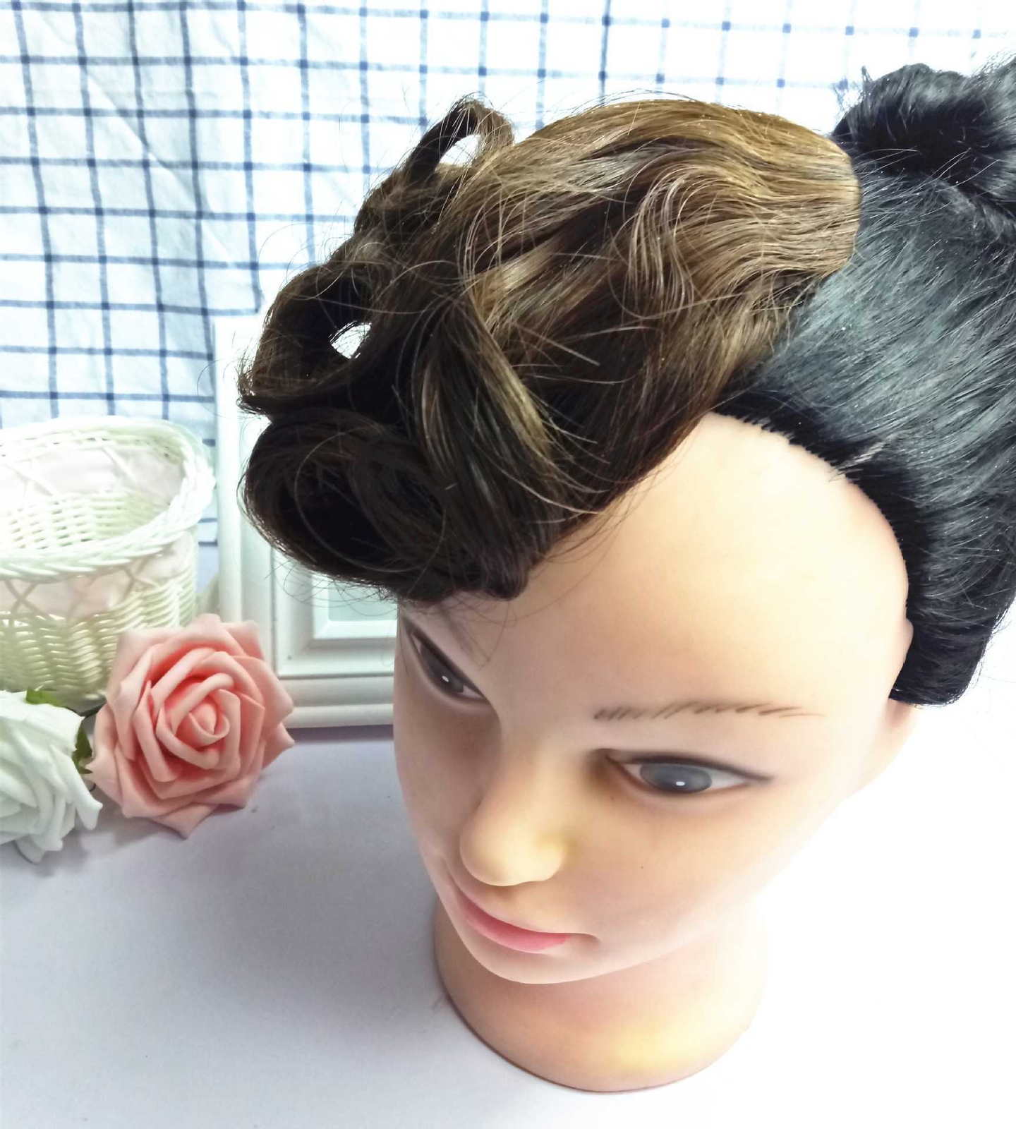 Retro Curly Wavy Bangs Front Fringe Synthetic Clip on Top Hair Pieces Costumes