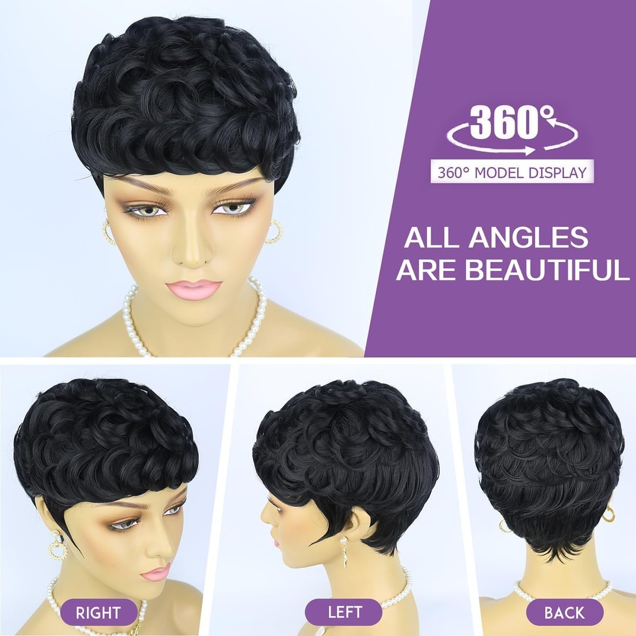 Black Pixie Cut Wig with Bangs for Women – Soft, Natural, and Glueless