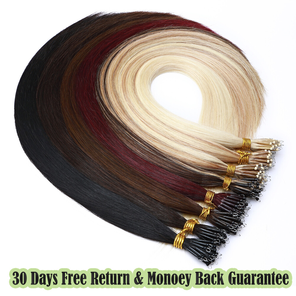 50g-100g Nano Ring Loop Micro Bead Tip Real Human Remy Hair Extensions Full Head