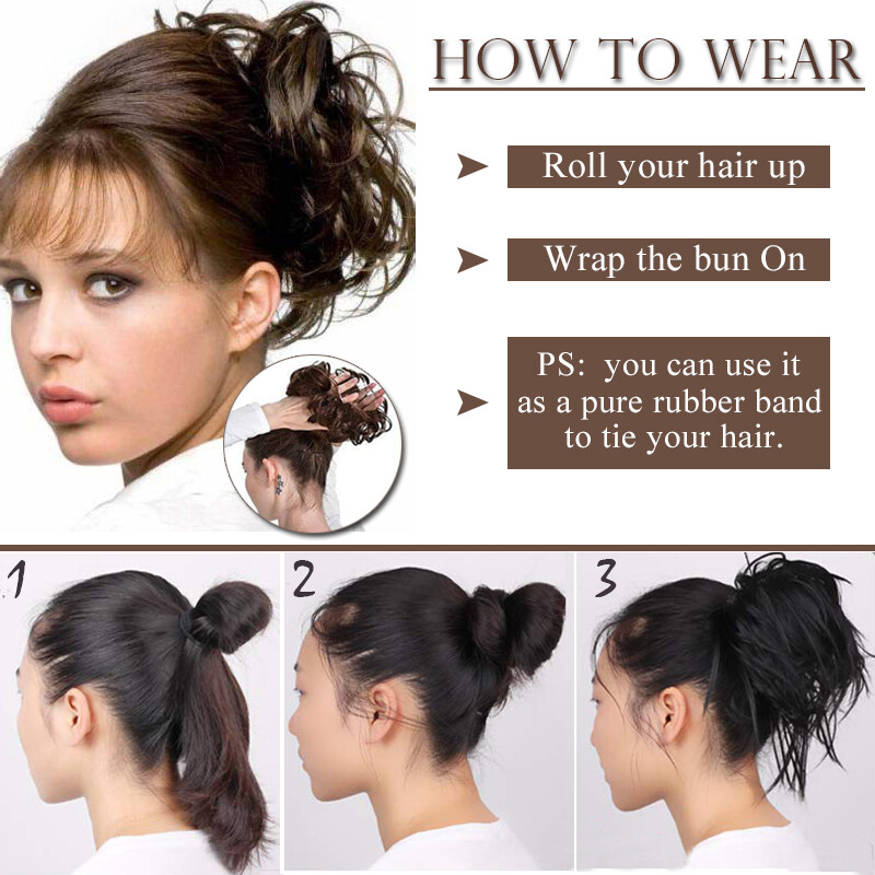 X-LARGE THICK Messy Bun Hair Piece Scrunchie Curly Wrap Hair Extensions as Human