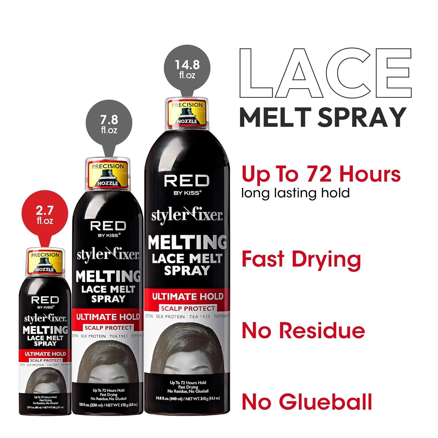 Fast Drying Lace Wig Adhesive Spray – Biotin Infused for Scalp Care, 2.7 Fl Oz