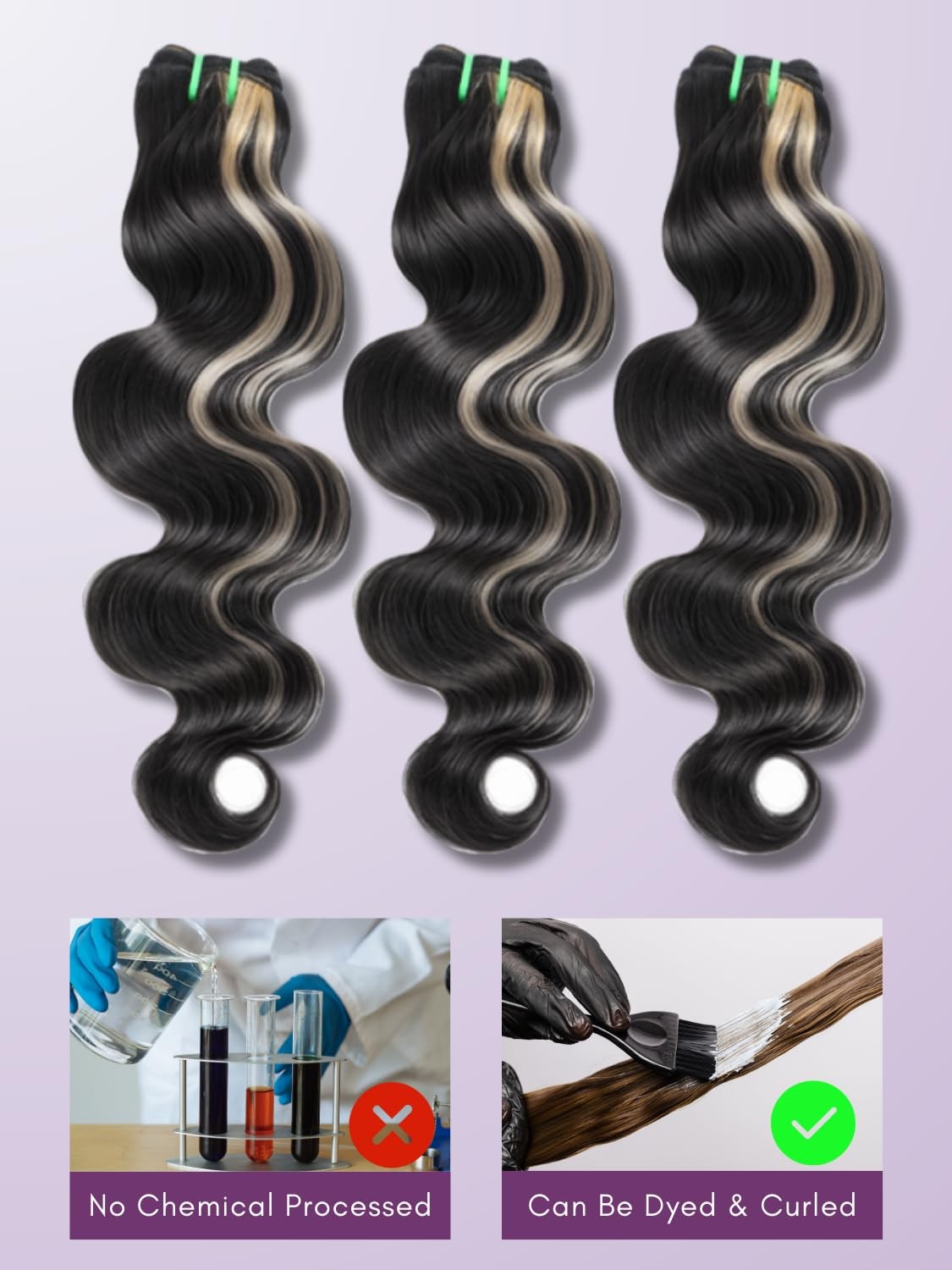 Auroo Platinum Blonde Highlight Black Mix Color Bundles Body Wave Human Hair