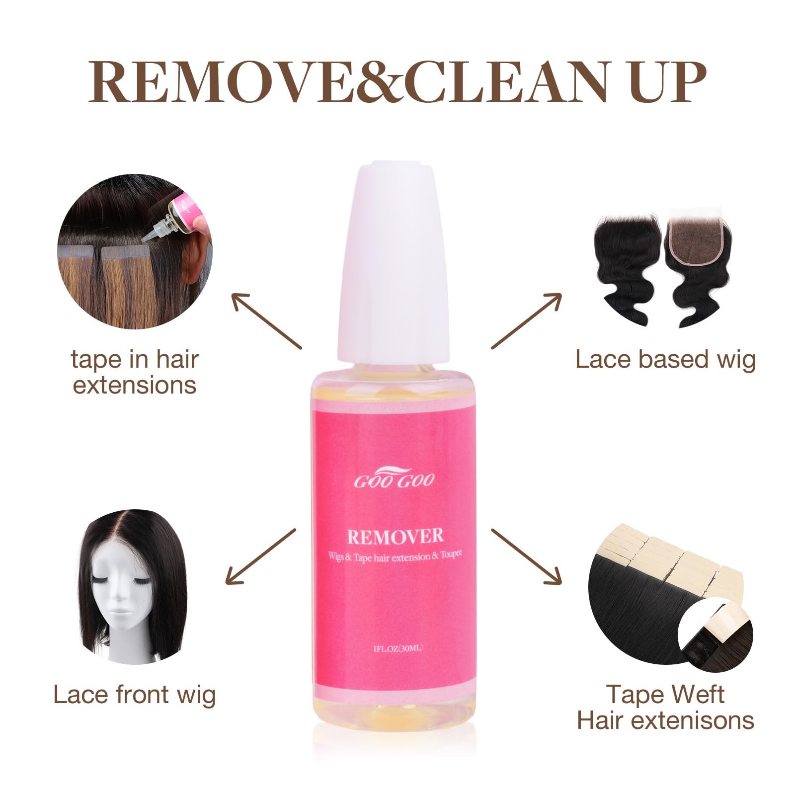GOO Tape in Extension Remover, Wig Glue 30ml, wig glue remover