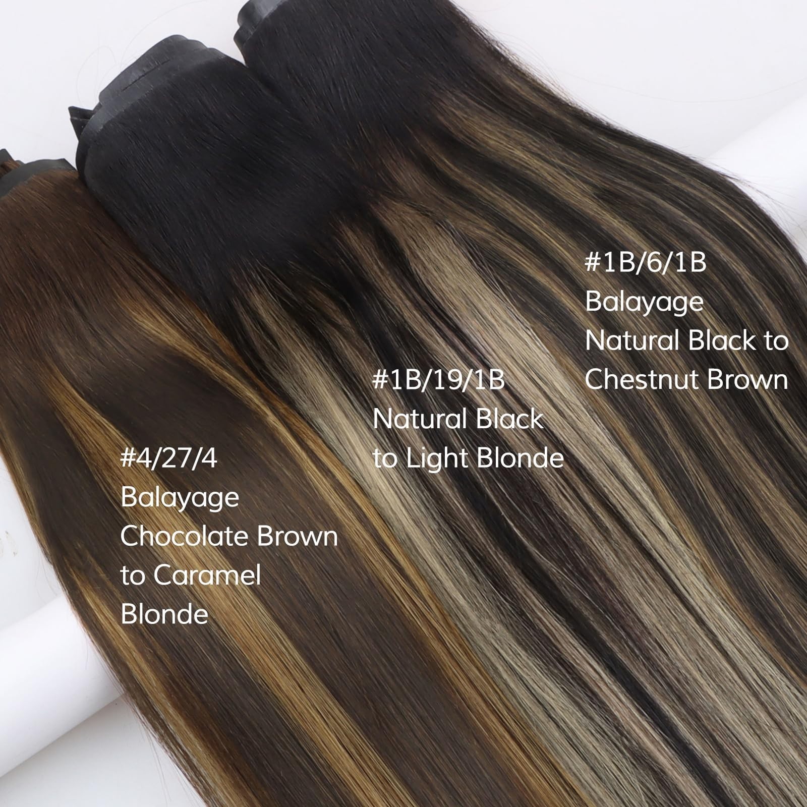 Seamless Clip-In Hair Extensions 16″ Kinky Straight 110g 7pcs Balayage Natural B