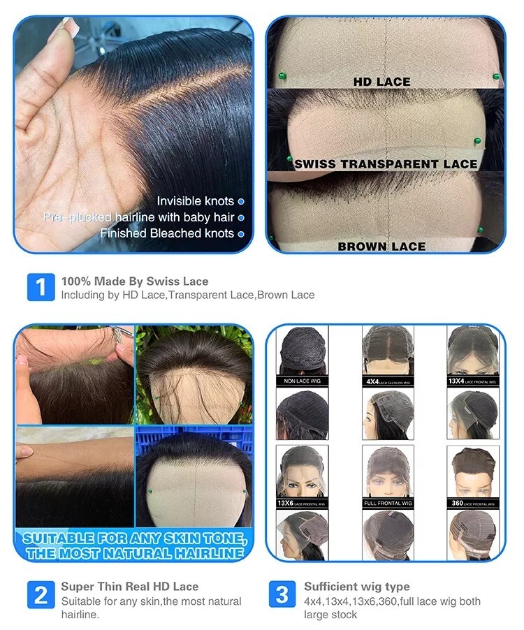 28 inch 6×4 Raw Brazilian Human Hair Transparent Lace Front Pre Plucked Knots