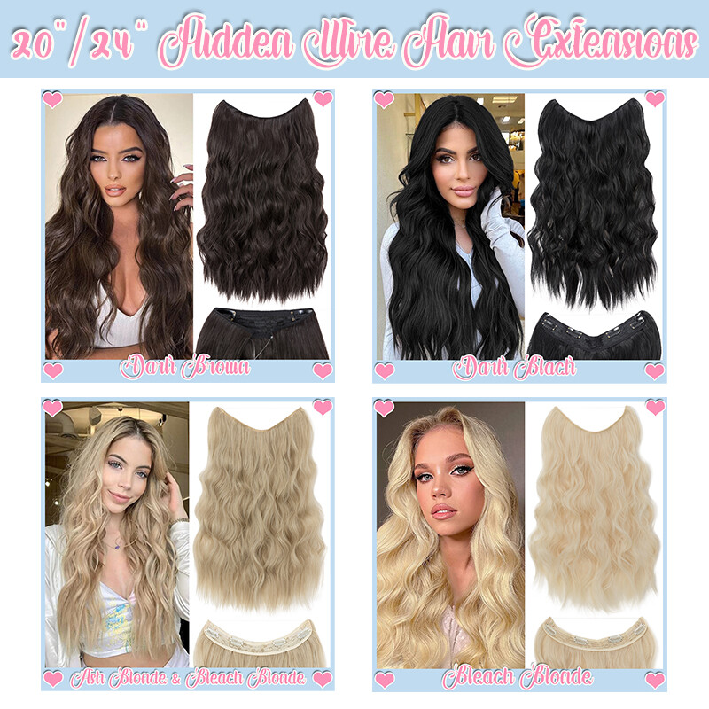 Hidden Secret Wire In Hair Extensions Invisible Head Band Natural Ring Hairpiece