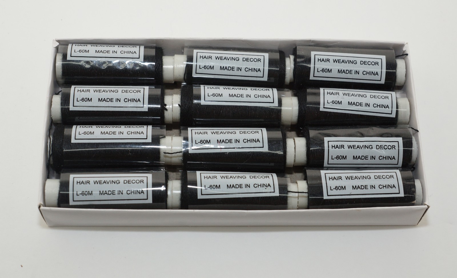 BLACK Weaving Thread 60M (12pcs) & Curved Needle 2 Inch (12pcs) For Hair Weave