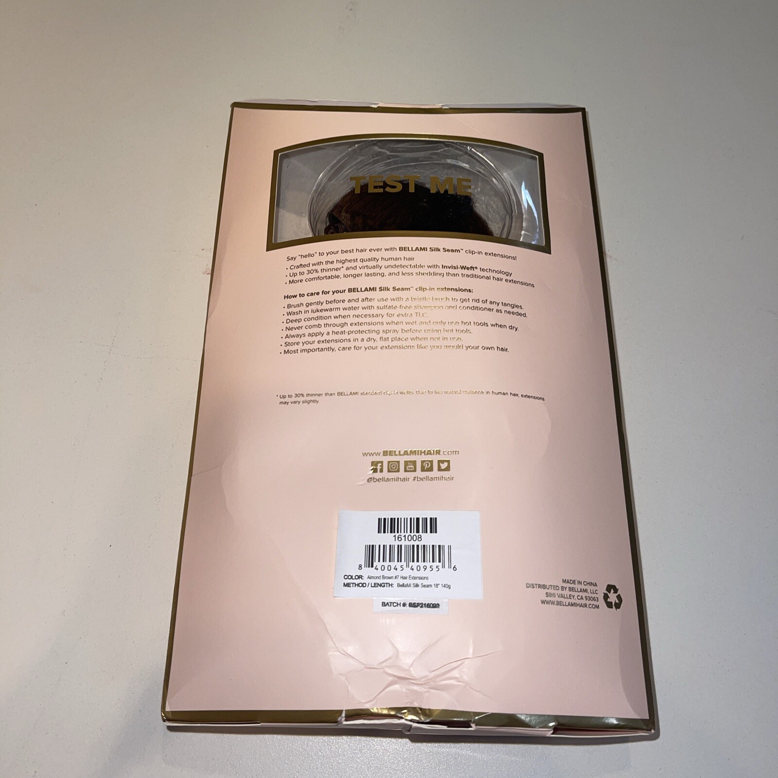 Bellami Silk Seam Clip In Extension Almond Brown #7 18” 140g