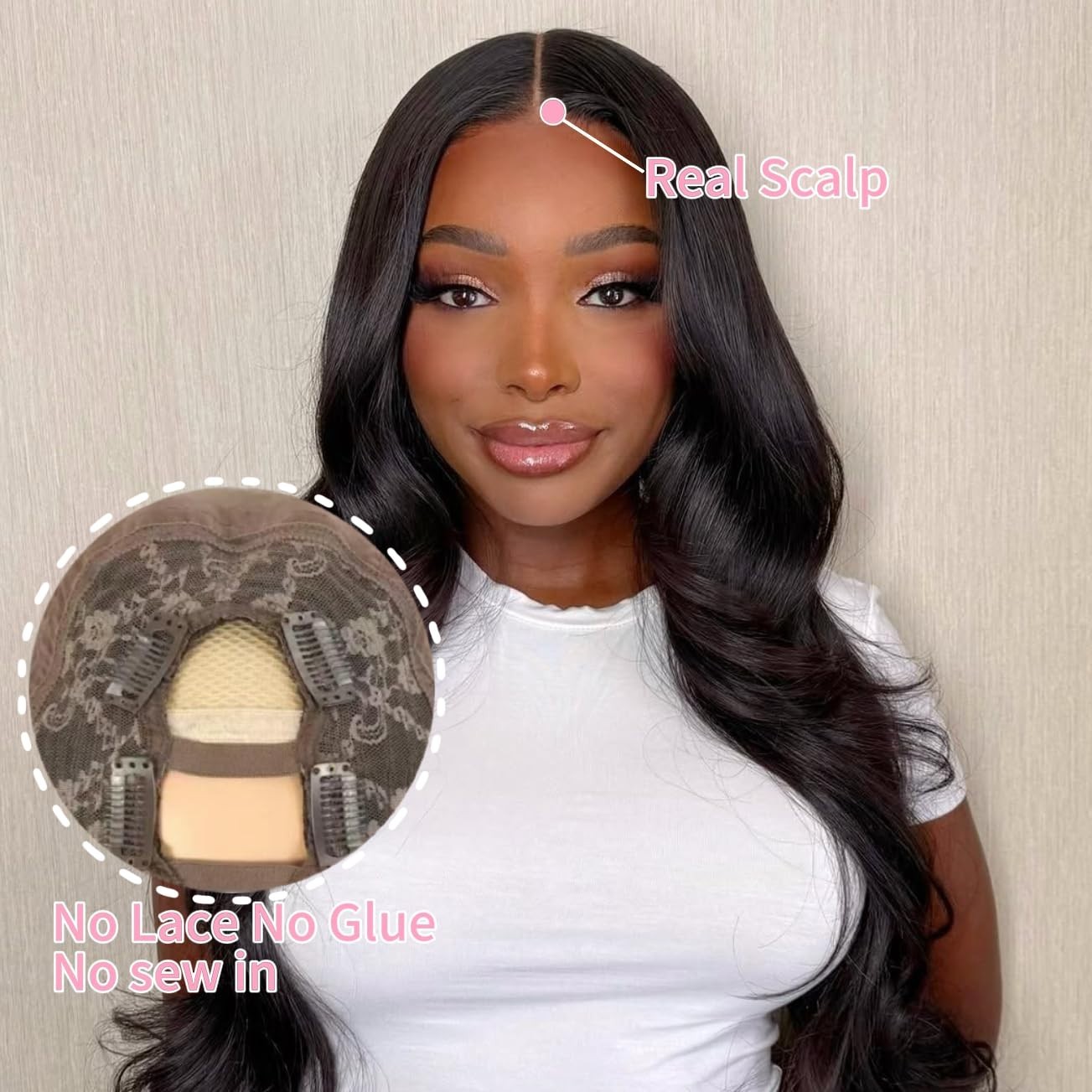 Human Hair Wig Body Wave Upgrade U Part Human Hair Wig U Shape Clip In Half Wig