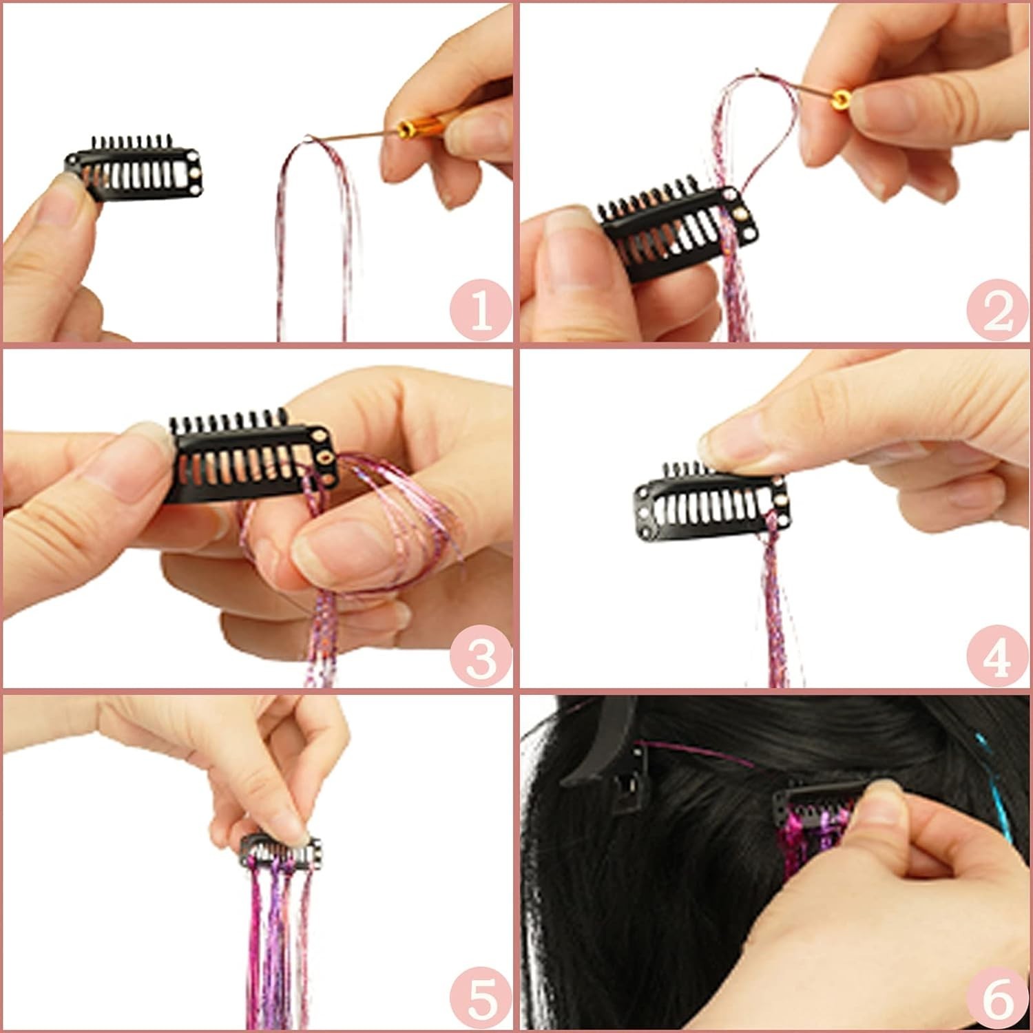 Hair Tinsel Kit 48 Inch, 18 Colors, 9000 Strands, Glitter Tinsel Hair Extensi…