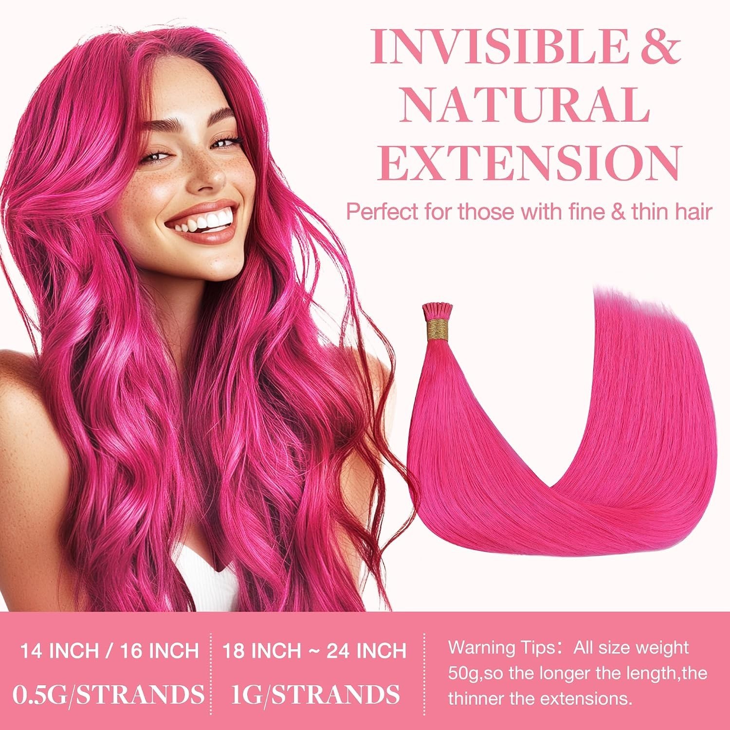 Colored I Tip Hair Extensions, Real Human Hair, 20inch 50g 50S, Cold Fusion I…