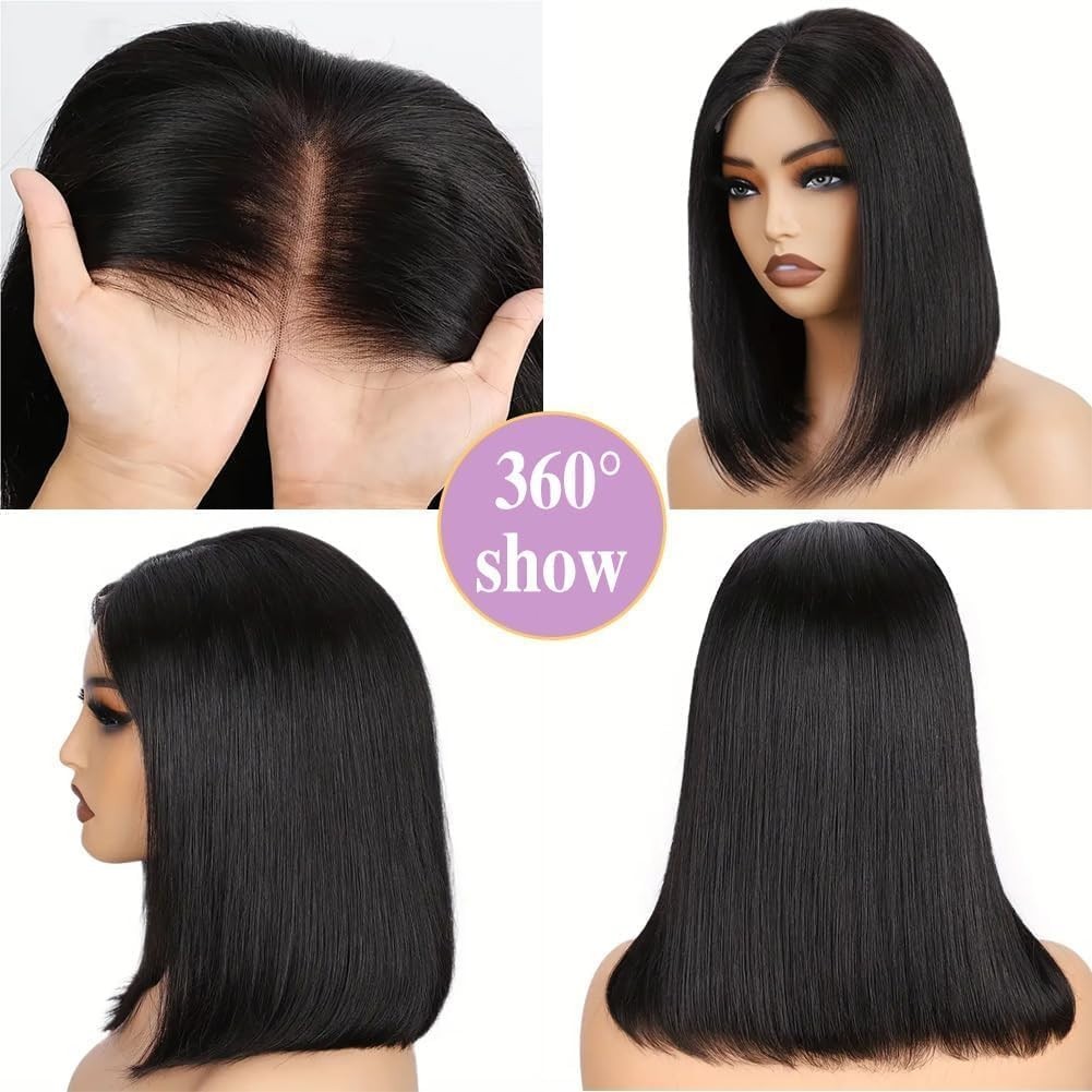 4×4 Bob Wig Human Hair Glueless Wig Human Hair Pre Plucked Pre Cut Lace Straight