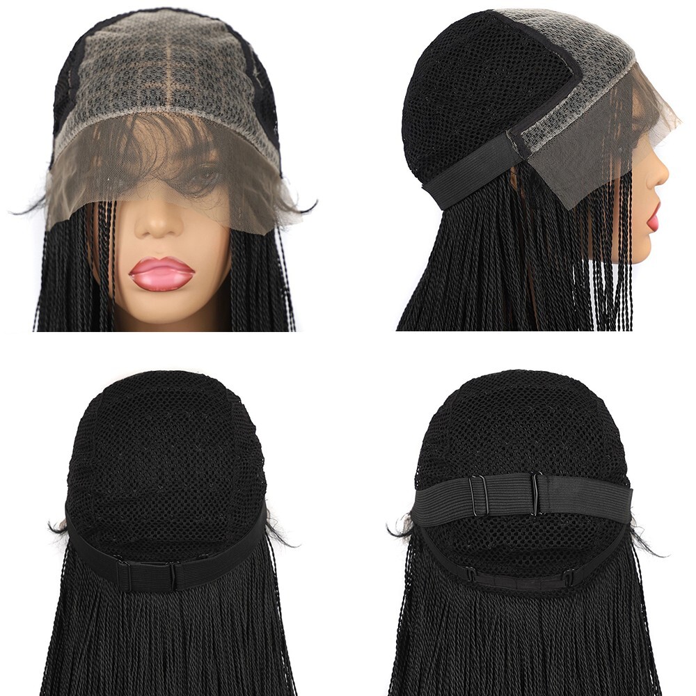 18″ Curly Wavy Twist Braids Wig for Women 4×4 Lace Front Braided Wigs Synthetic