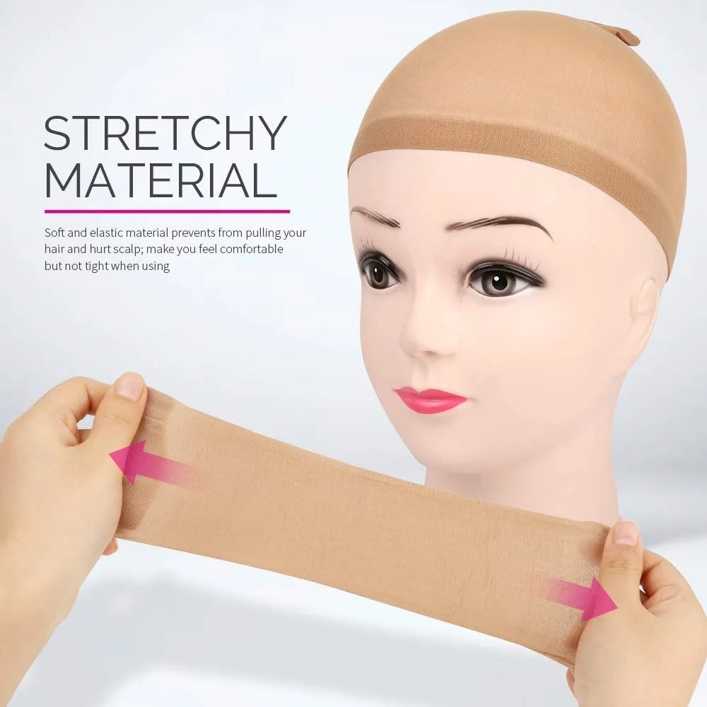 4PCS Brown Wig Caps Stretch Mesh Stocking Cap Hair Net for Wigs Weaving Women