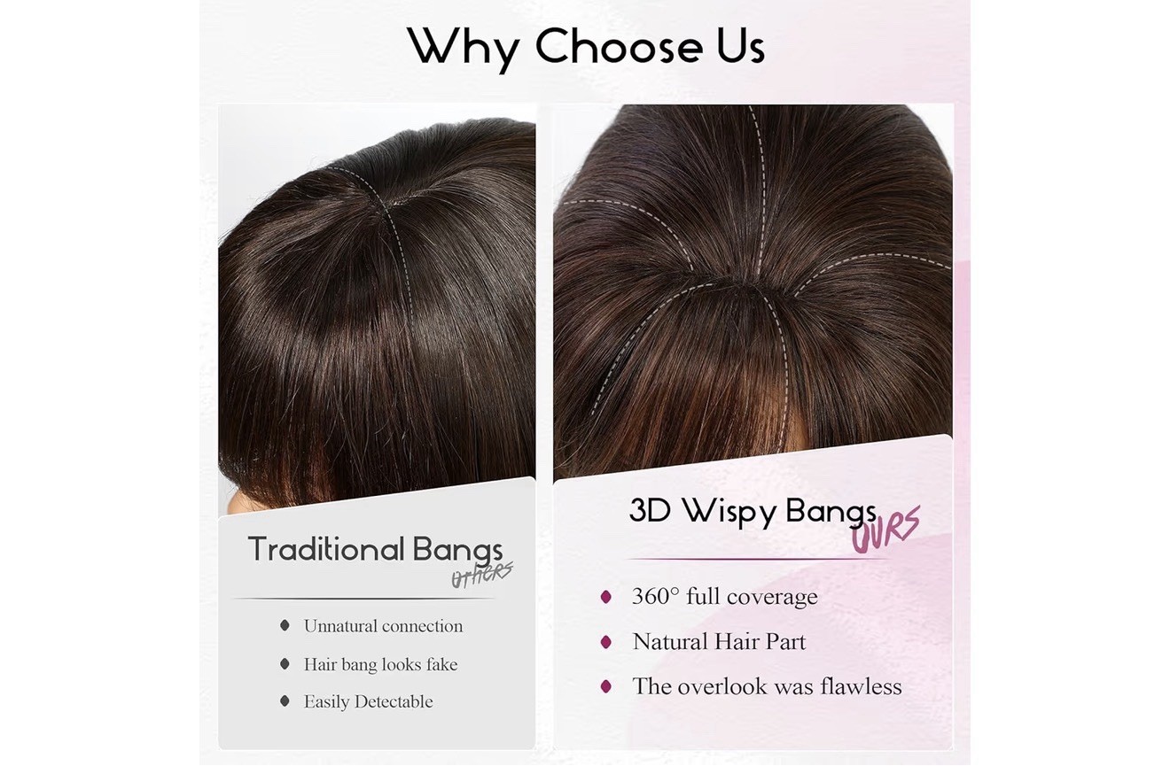 EMMOR Clip in Bangs, 100% Human 3 Clips, 360°Cover Top Ombre Light Blonde