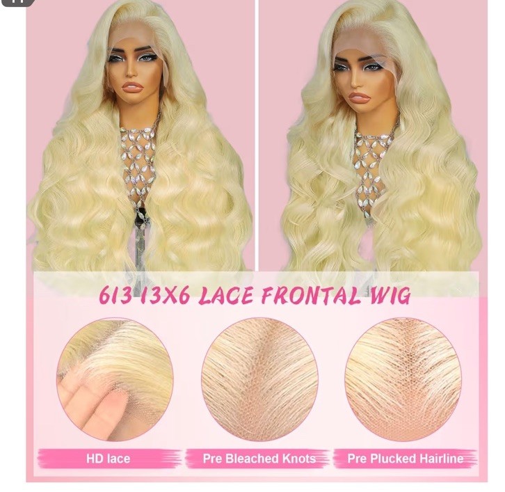 Blonde 613 Body Wave Wig 13×6 Lace Front HD Pre-Plucked Pre-Bleached Knots