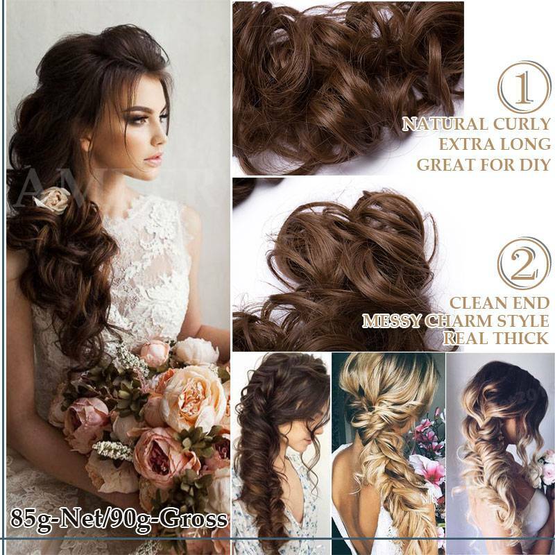 LARGE Curly Updo Messy Bun Hair Piece Scrunchie Real Long Wrap on Hair Extension