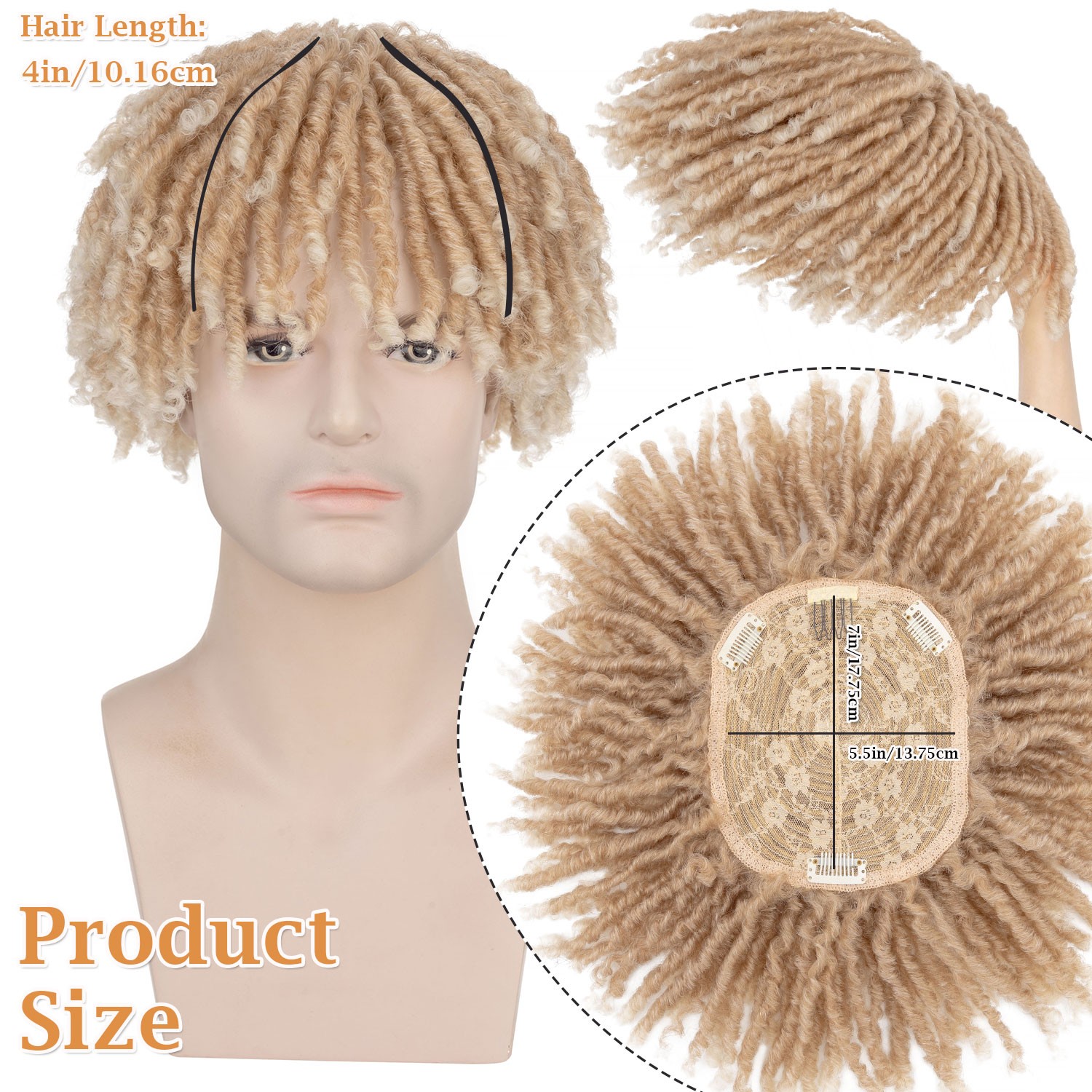 USA Dreadlock Toupee for Men Short Braided Hair Topper for Women Afro Curly Hair