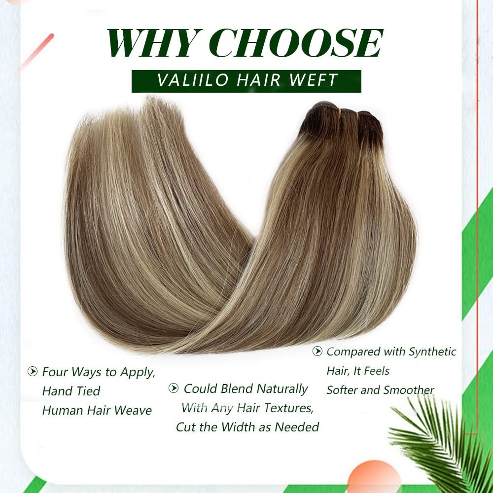 Luxury 12 Inch Ombre Human Hair Extensions with Ash Brown & Blonde Highlights