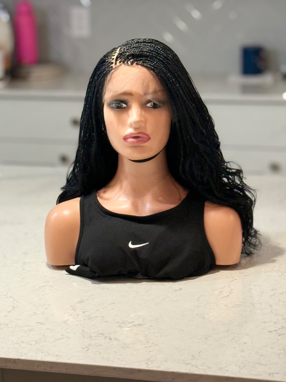 Braided French curls wig. Three tone wavy wig. Made on a full lace wig. 18”long.