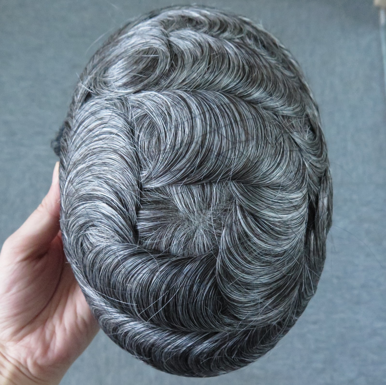 Mens Toupee Ultra Thin Skin 0.02mm Human Hair Replacement System Hairpiece #1B50