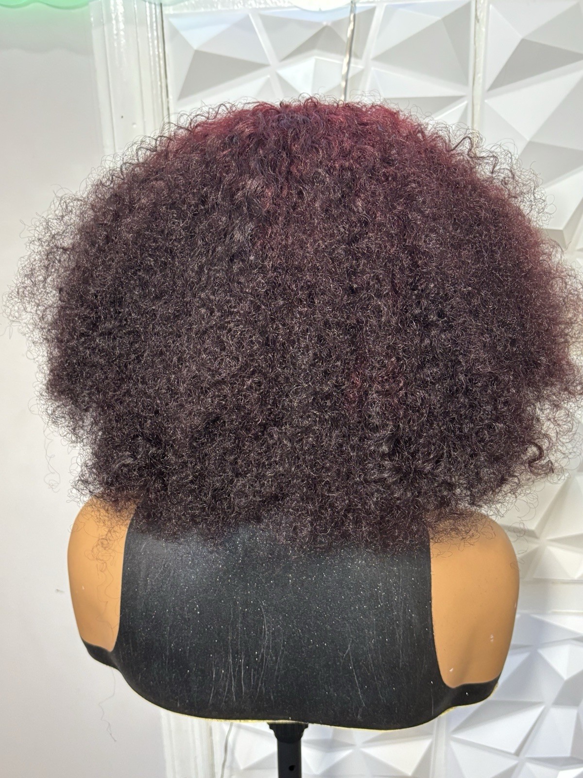 Burgundy Curly Bob Wig Middle Part Classic Cap Elastic Band Synthetic Women