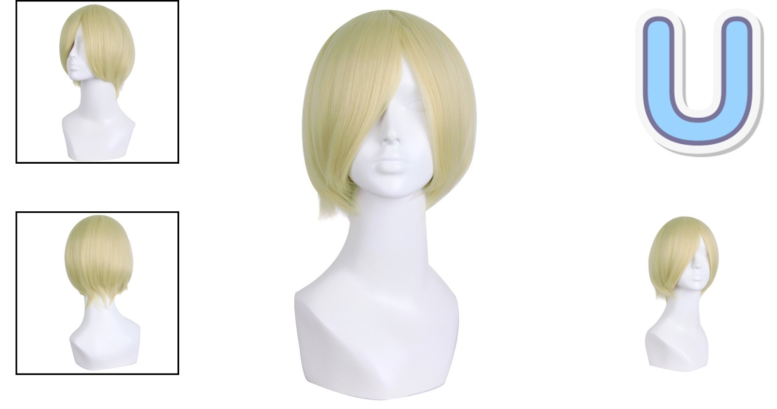 Luxurious 12-Inch Straight Blonde Cosplay Wig – Heat-Resistant & Stylish