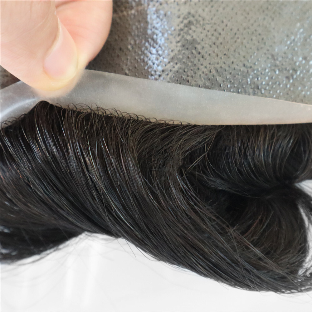 Toupee For Mens Hairpiece Lace Hair System Replacement Poly Skin Around Gent Wig