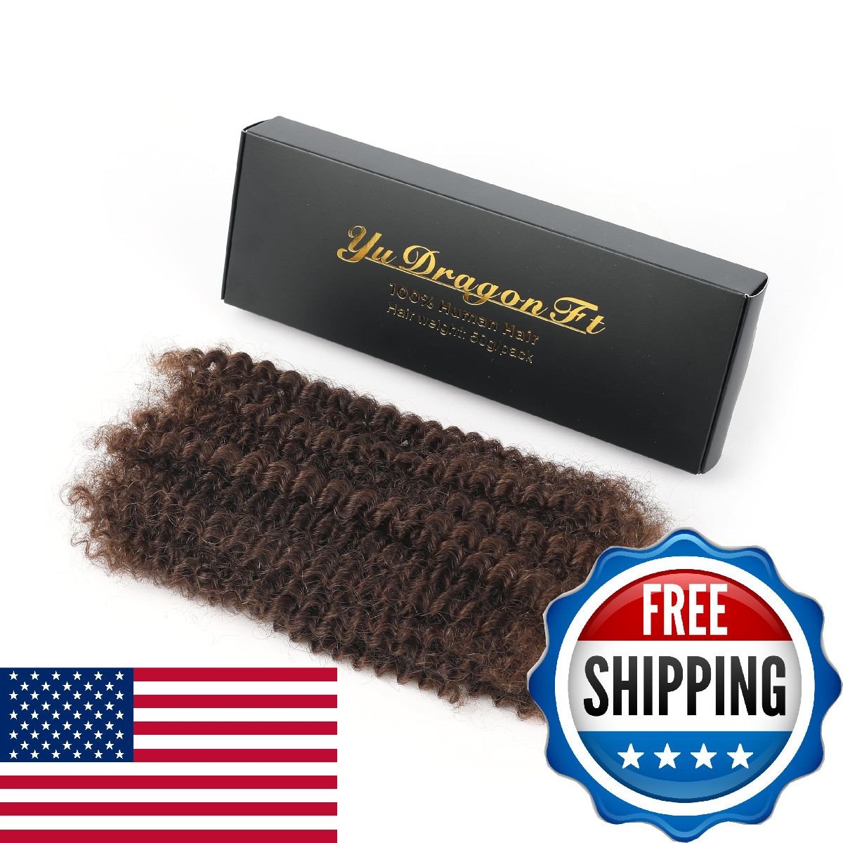 Yudragonft Afro Kinky Curly Human Hair Bulk For Permanent Micro