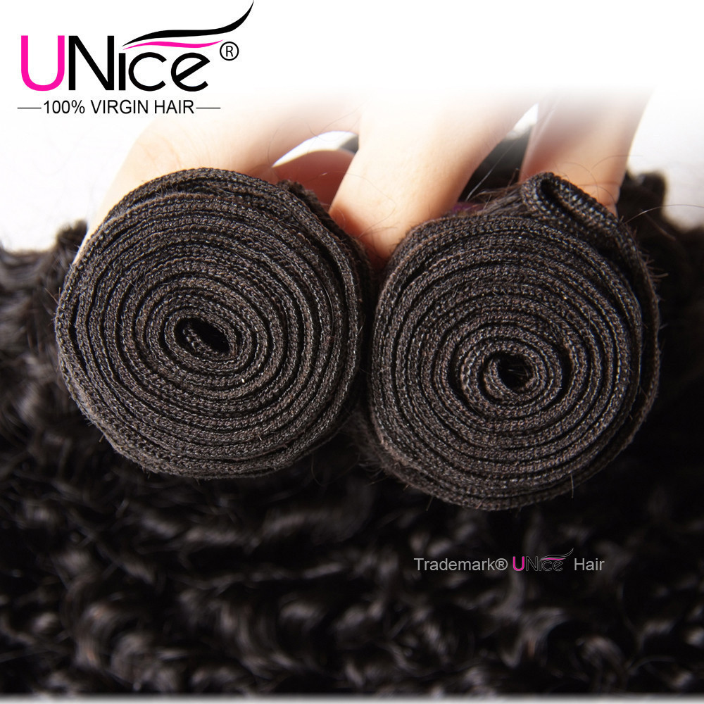 UNice Hair Brazilian Curly 3 Bundles Human Hair Extensions Virgin Hair Weaves US