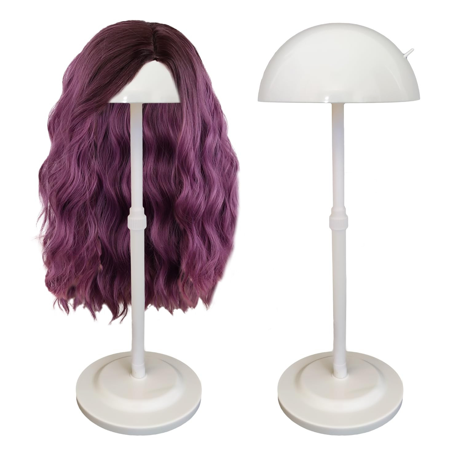 Wig Stand 1PC Adjustable Height White Plastic Wig Head Stand Portable Wig Hol…