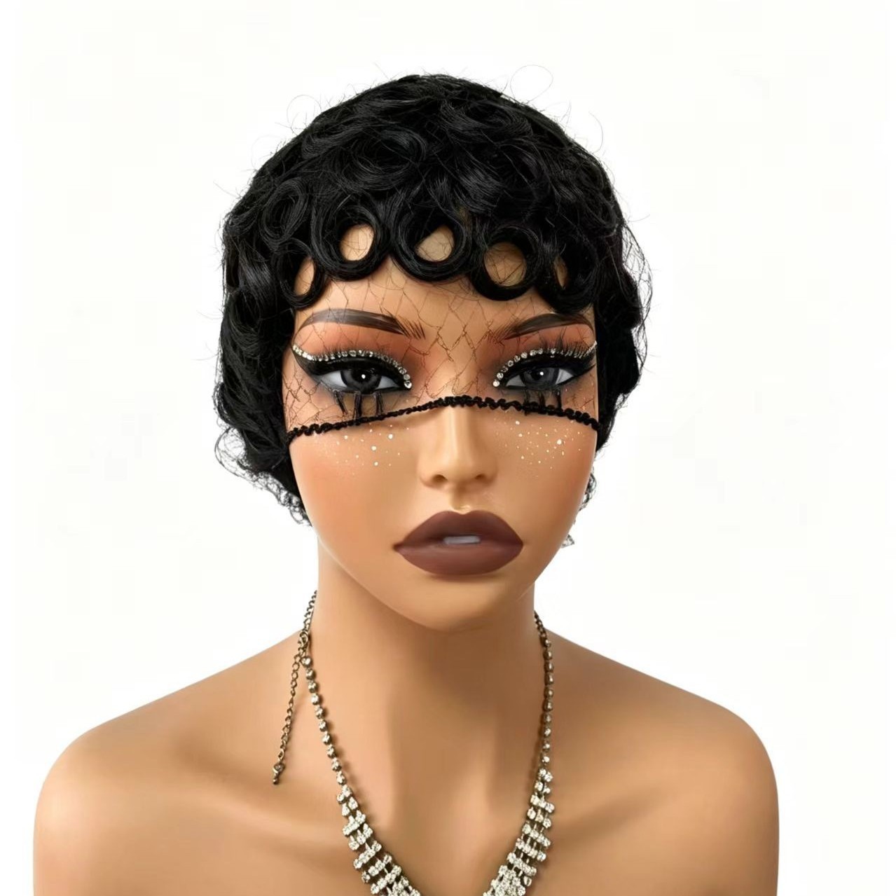 Real Human Hair Pixie Wig 6 Inch African American Kinky Curly Short Bob Style