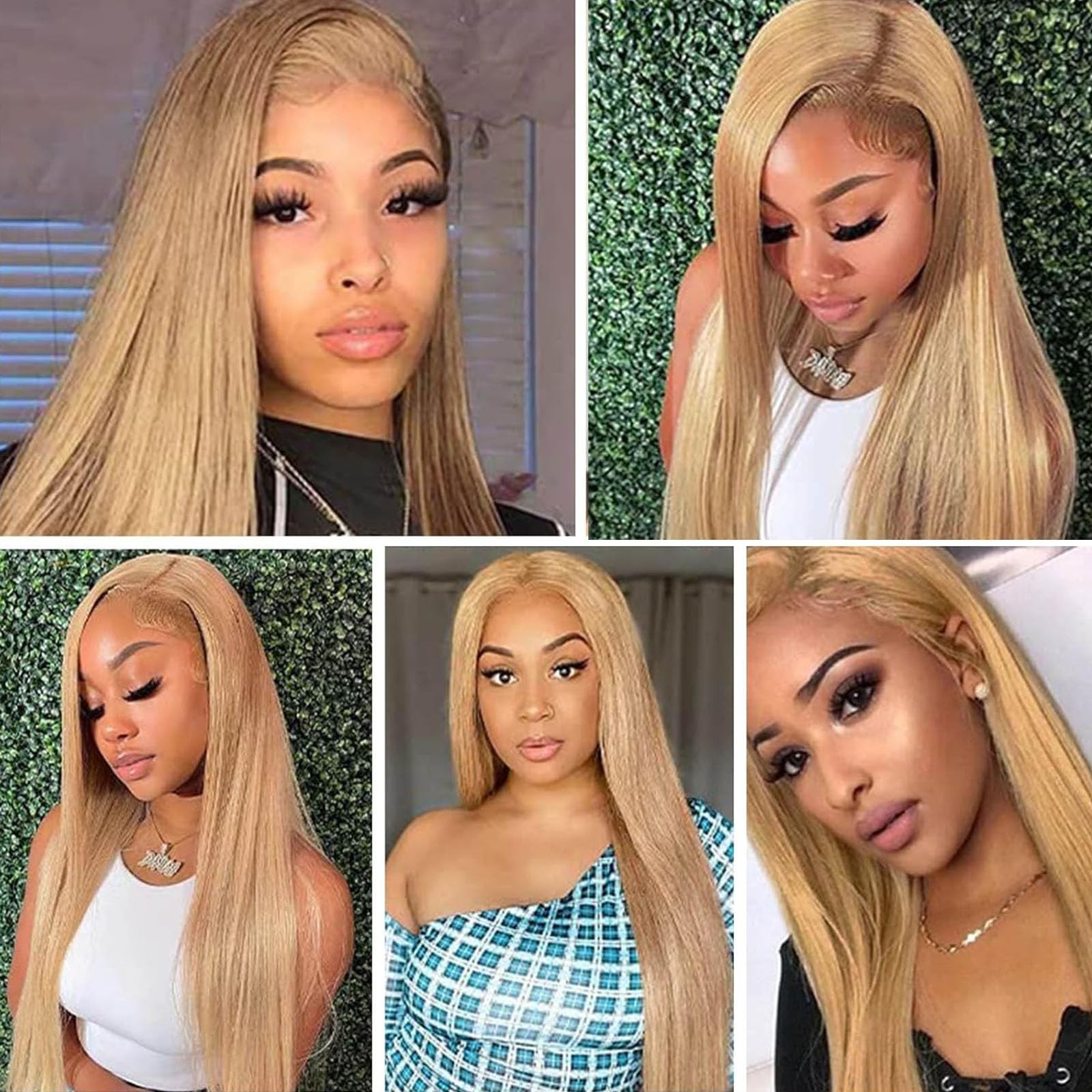 Fabimiya 8 10 12 Inch Human Hair Bundles Honey Blonde 27 Straight Bundles Human